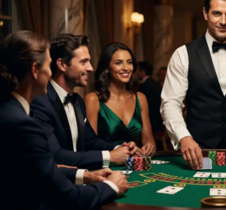 Mobilny stół ruletki i blackjacka podczas eleganckiego eventu