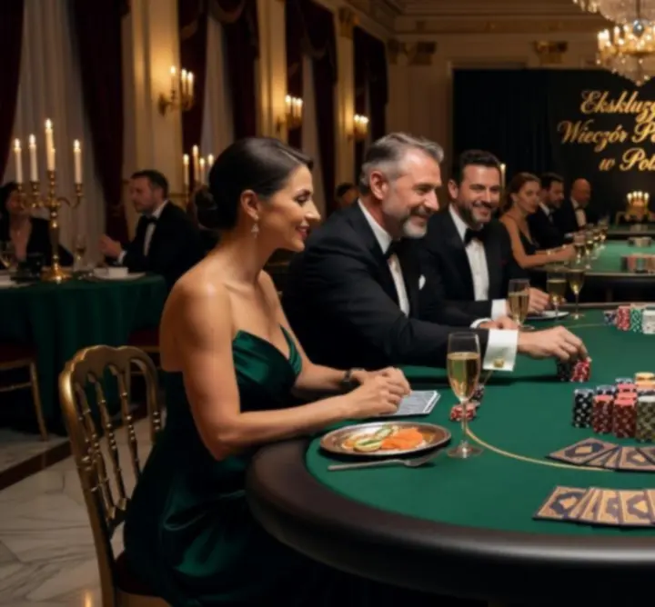 Stylowy stół pokerowy na mobilnym evencie